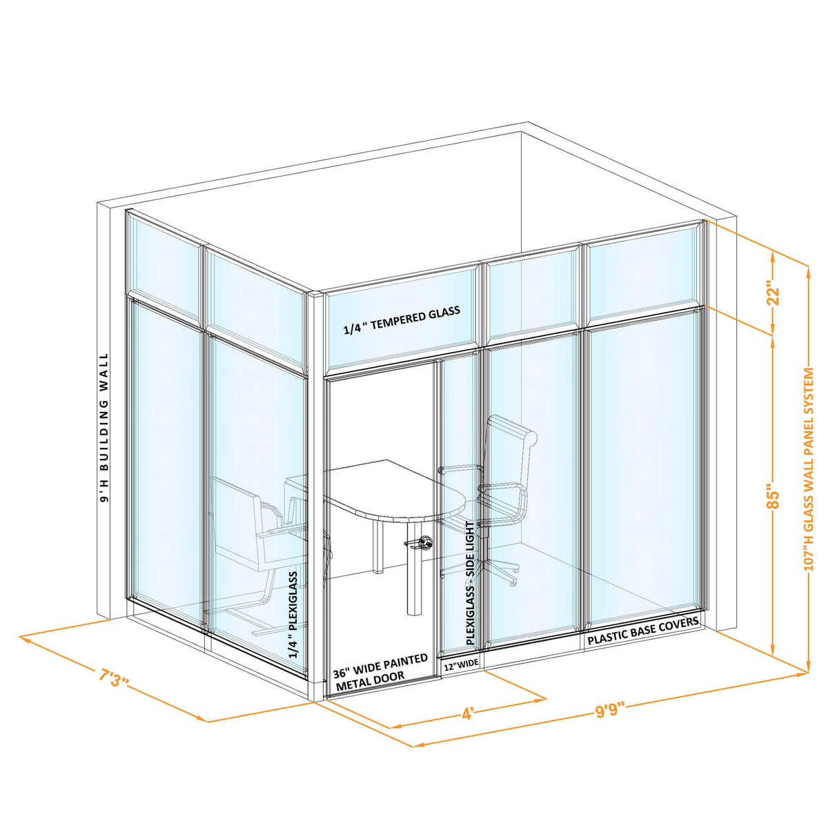 Modular Conference Room Partitions L-Shape 107H