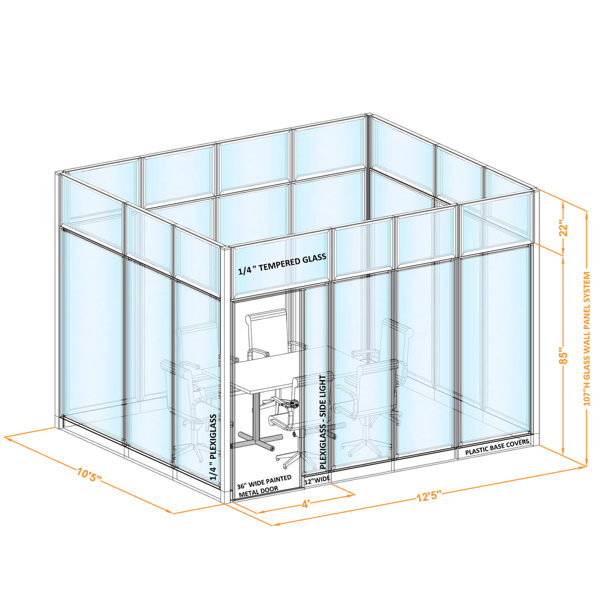 Modular Conference Room Partitions O-Shape 107H