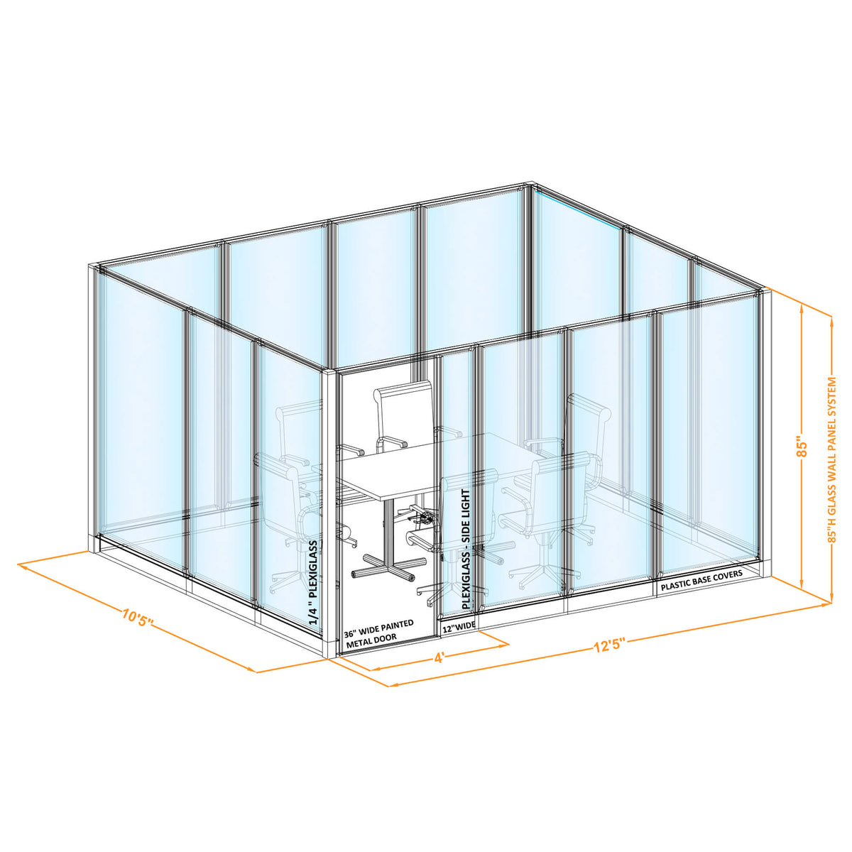 Modular Conference Room Partitions O-Shape 85H