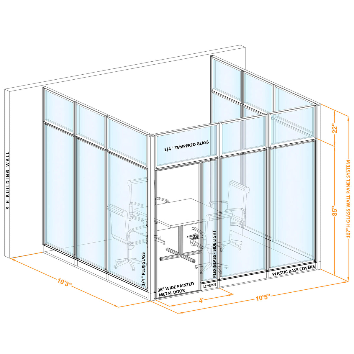 Modular Conference Room Partitions U-Shape 107H