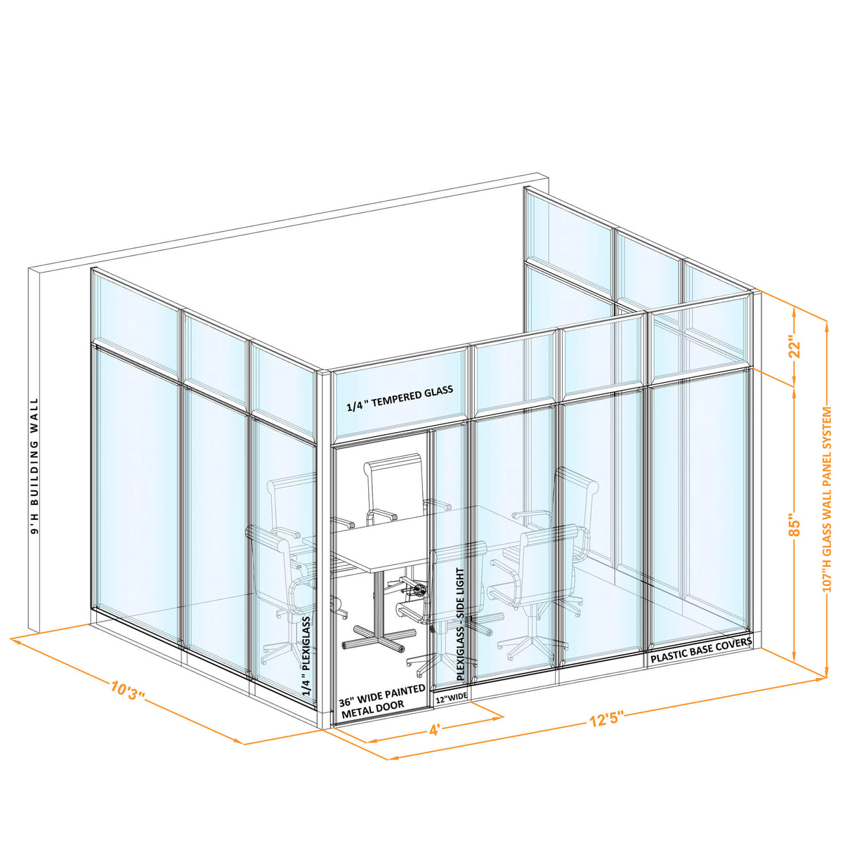 Modular Conference Room Partitions U-Shape 107H