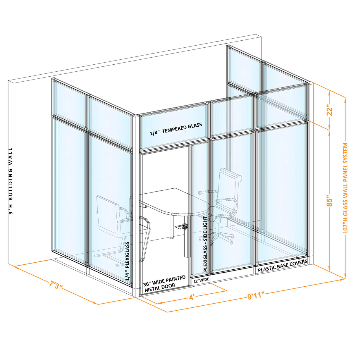Modular Conference Room Partitions U-Shape 107H