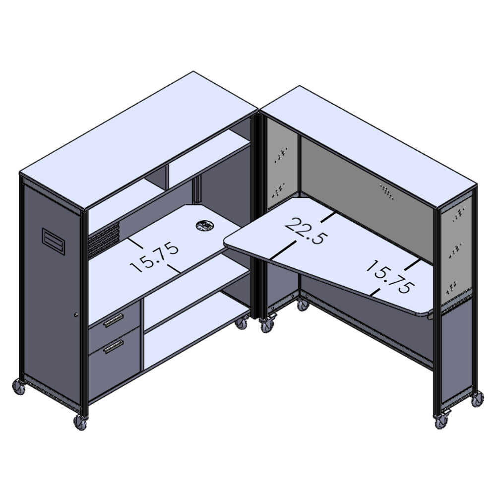 Mobile Folding Cubicle Desk Enhanced