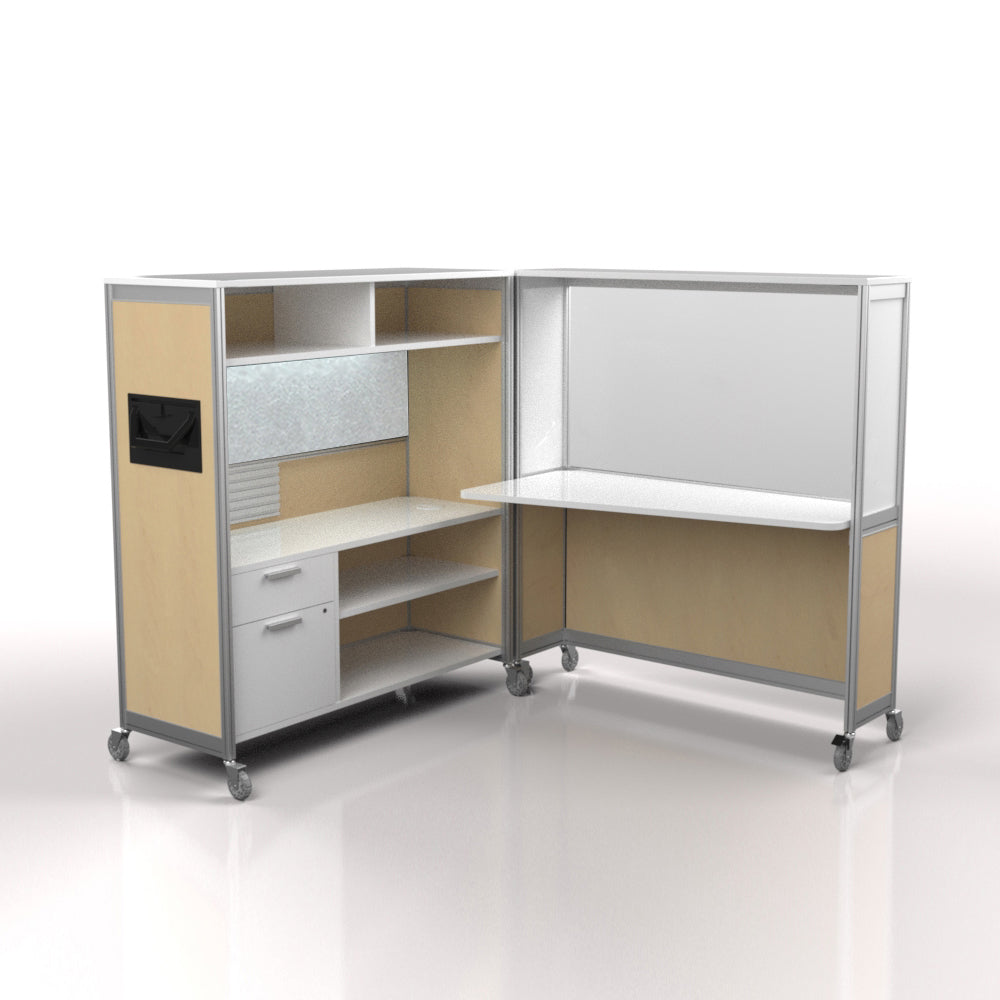 Mobile Folding Cubicle Desk Enhanced