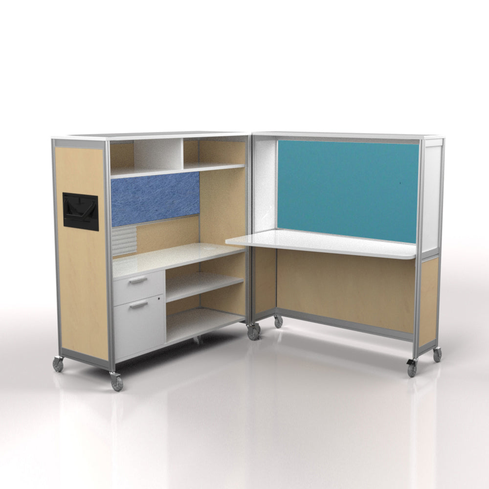 Mobile Folding Cubicle Desk Enhanced