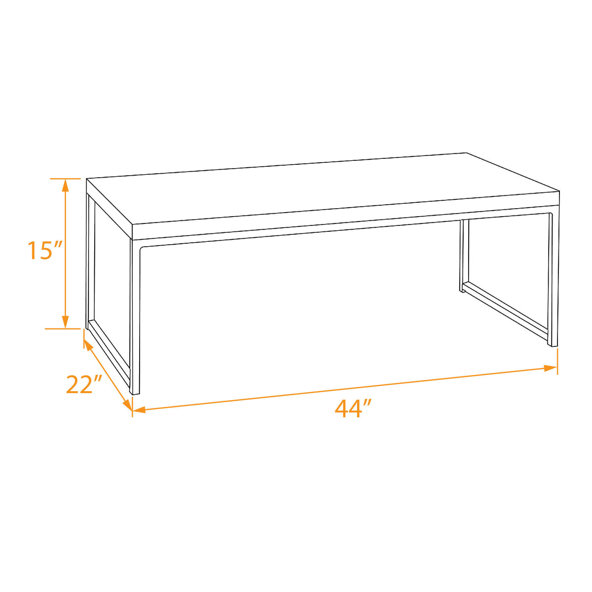 Rectangular Coffee table Modern Design Collection 44W x 22D