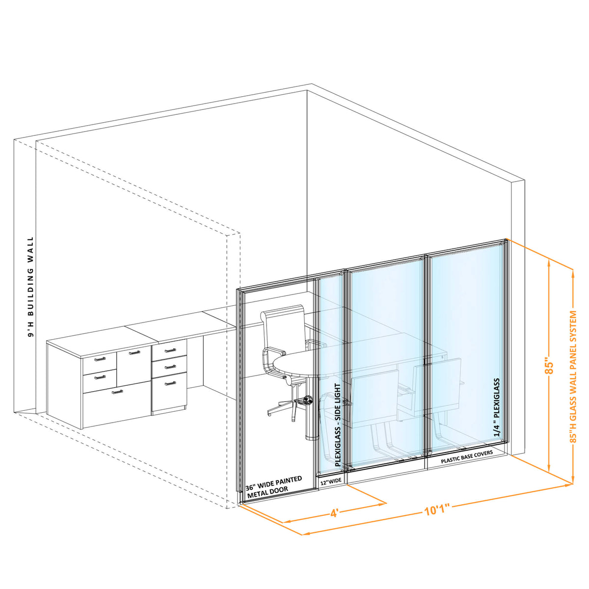 Modular Office Partitions I-Shape 85H