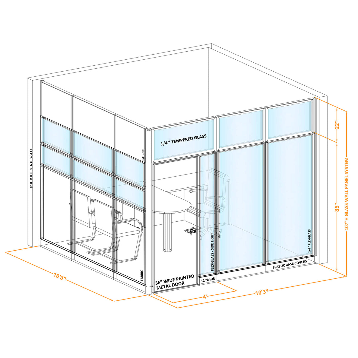 Modular Office Partitions L-Shape 107H