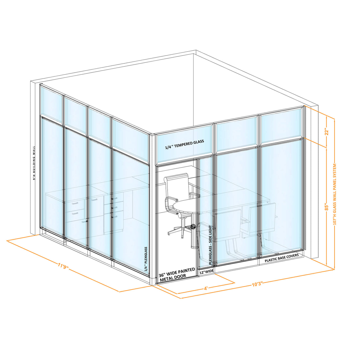 Modular Office Partitions L-Shape 107H