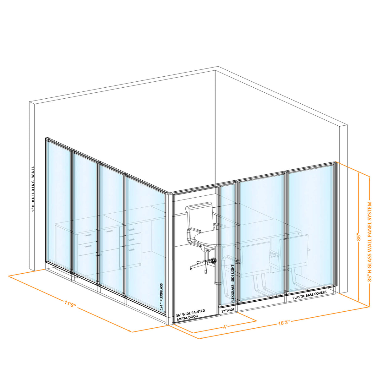 Modular Office Partitions L-Shape 85H