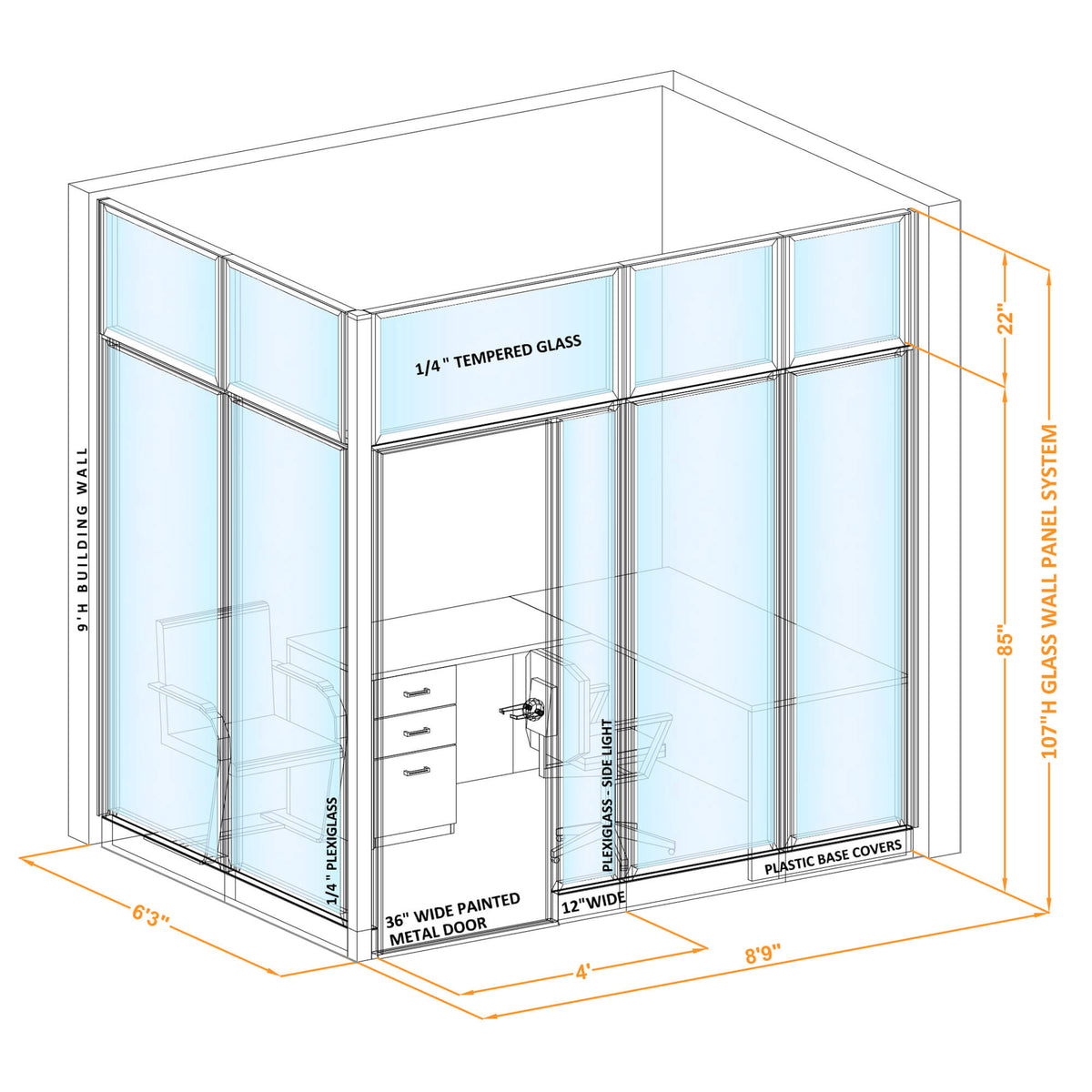 Modular Office Partitions L-Shape 107H