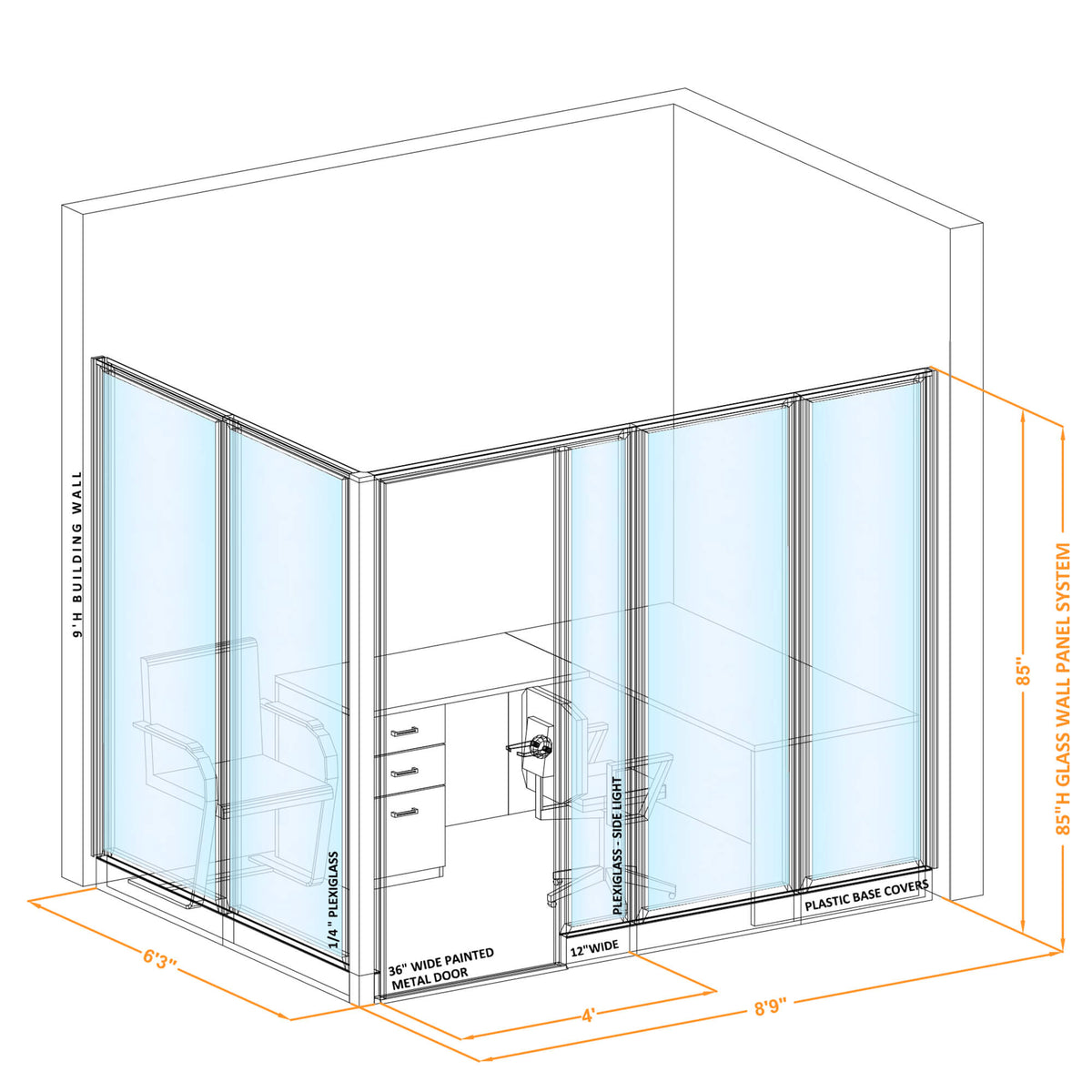 Modular Office Partitions L-Shape 85H