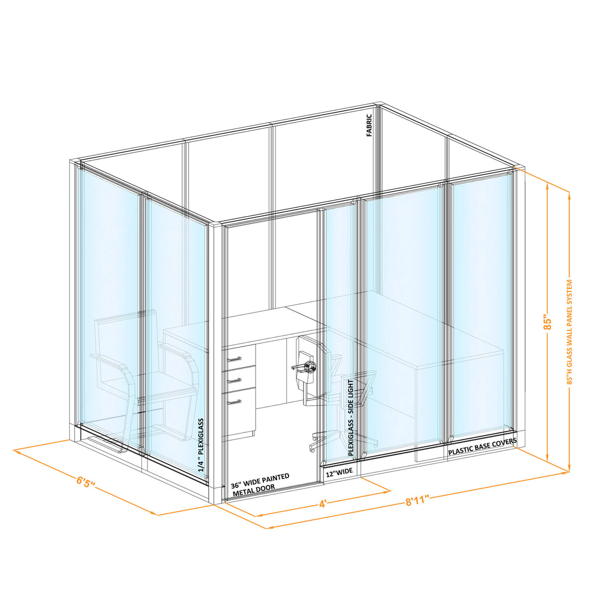 Modular Office Partitions O-Shape 85H
