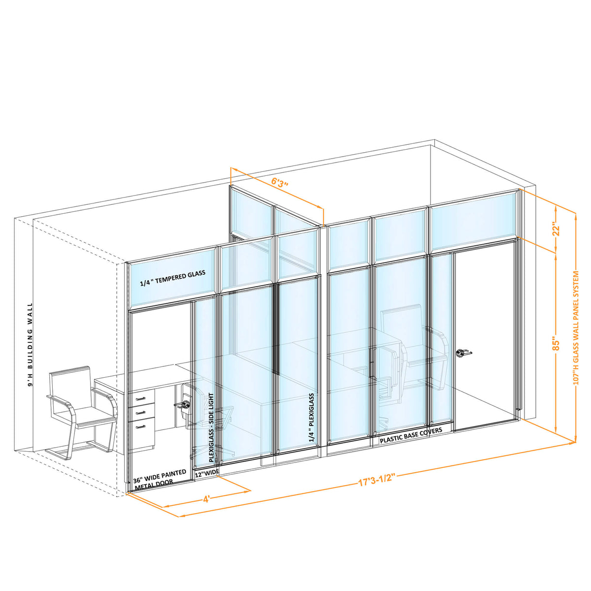 Modular Office Partitions T-Shape 107H