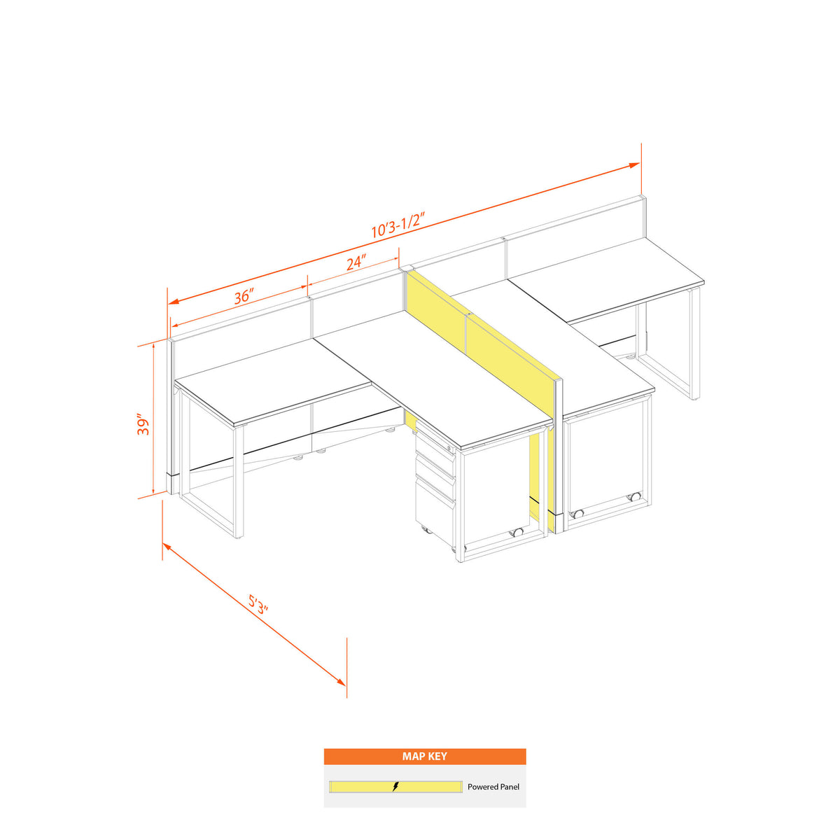 Benching Workstations 39H 2-Pack T-Shape Powered