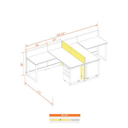 Benching Workstations 39H 2-Pack T-Shape Powered
