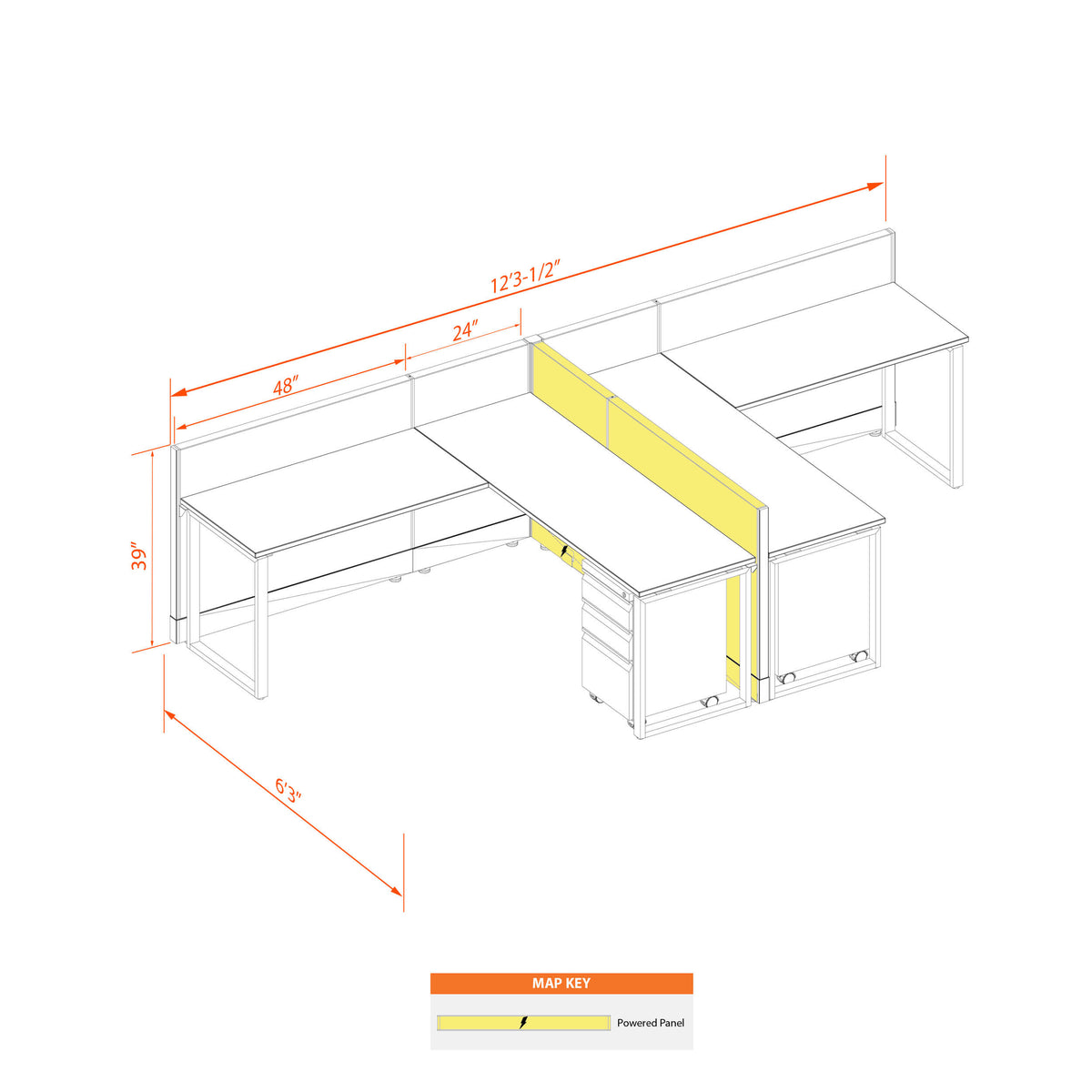 Benching Workstations 39H 2-Pack T-Shape Powered