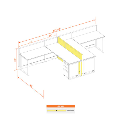 Benching Workstations 39H 2-Pack T-Shape Powered