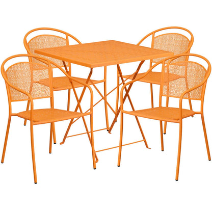 Panini 28 Inch Bistro Table and Chair Set with 4 Chairs Foldable