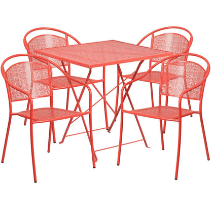 Panini 28 Inch Bistro Table and Chair Set with 4 Chairs Foldable