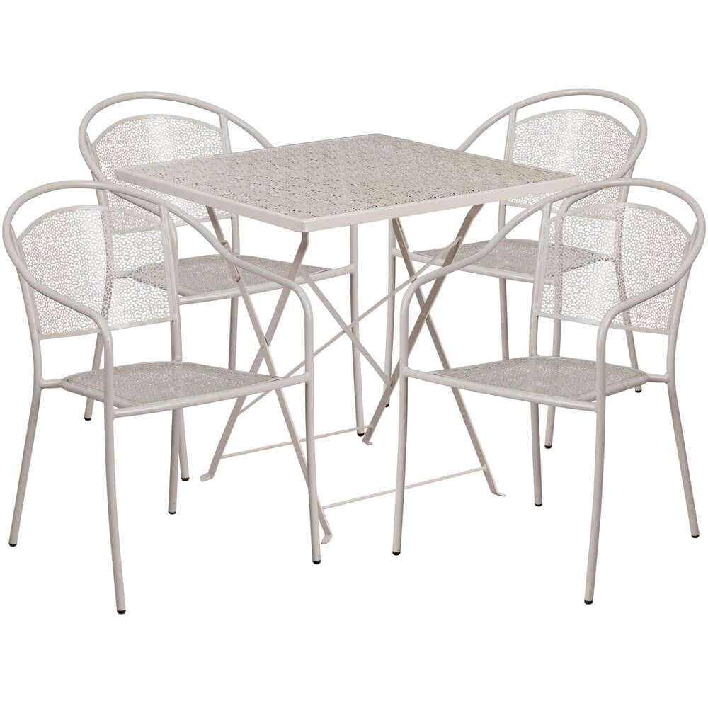 Panini 28 Inch Bistro Table and Chair Set with 4 Chairs Foldable
