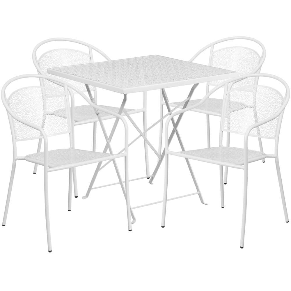 Panini 28 Inch Bistro Table and Chair Set with 4 Chairs Foldable