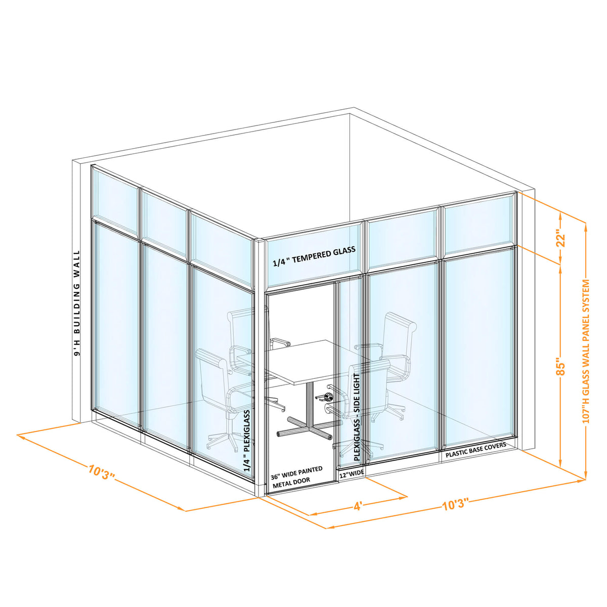 Modular Conference Room Partitions L-Shape 107H