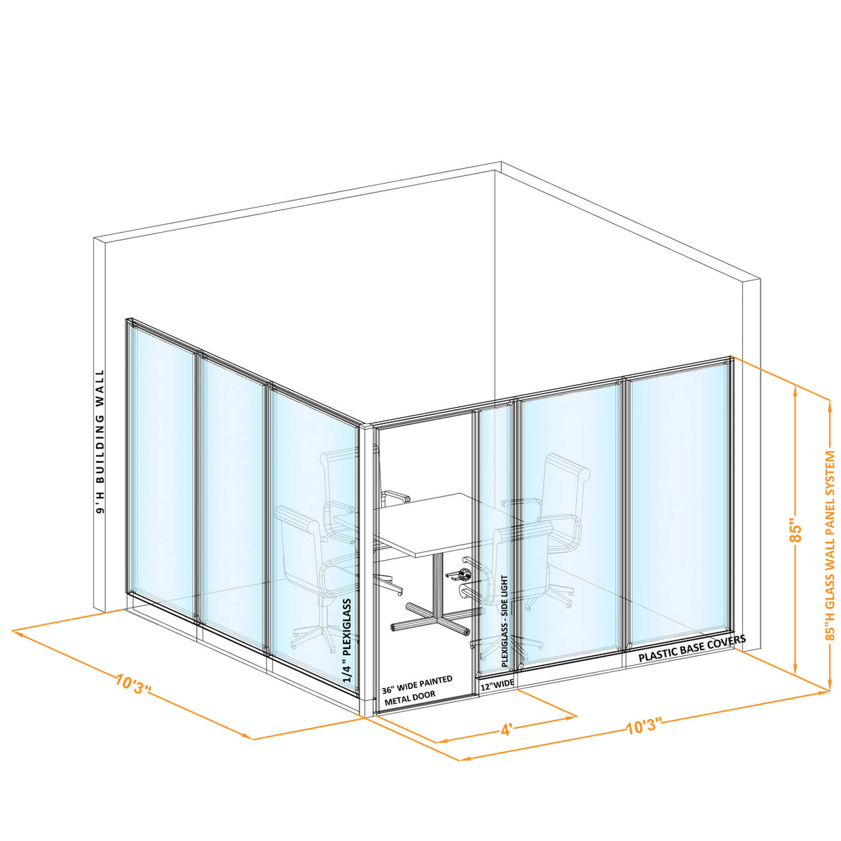 Modular Conference Room Partitions L-Shape 85H