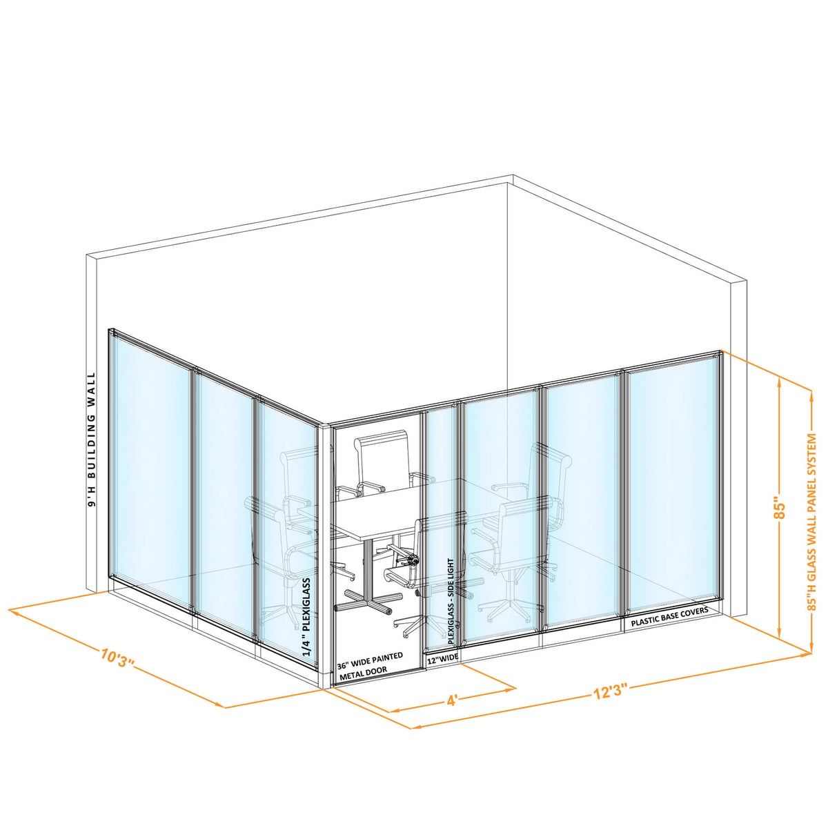 Modular Conference Room Partitions L-Shape 85H