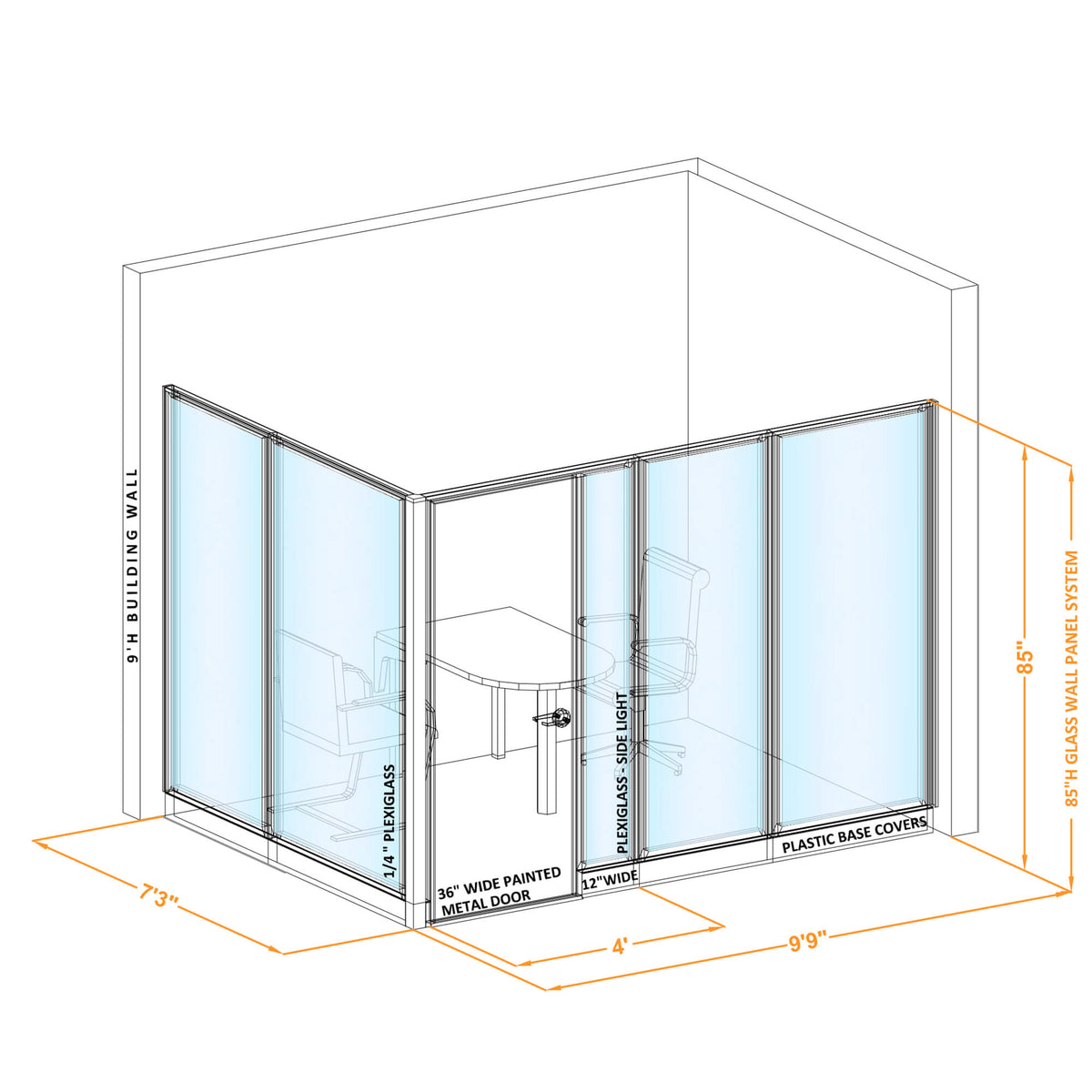 Modular Conference Room Partitions L-Shape 85H
