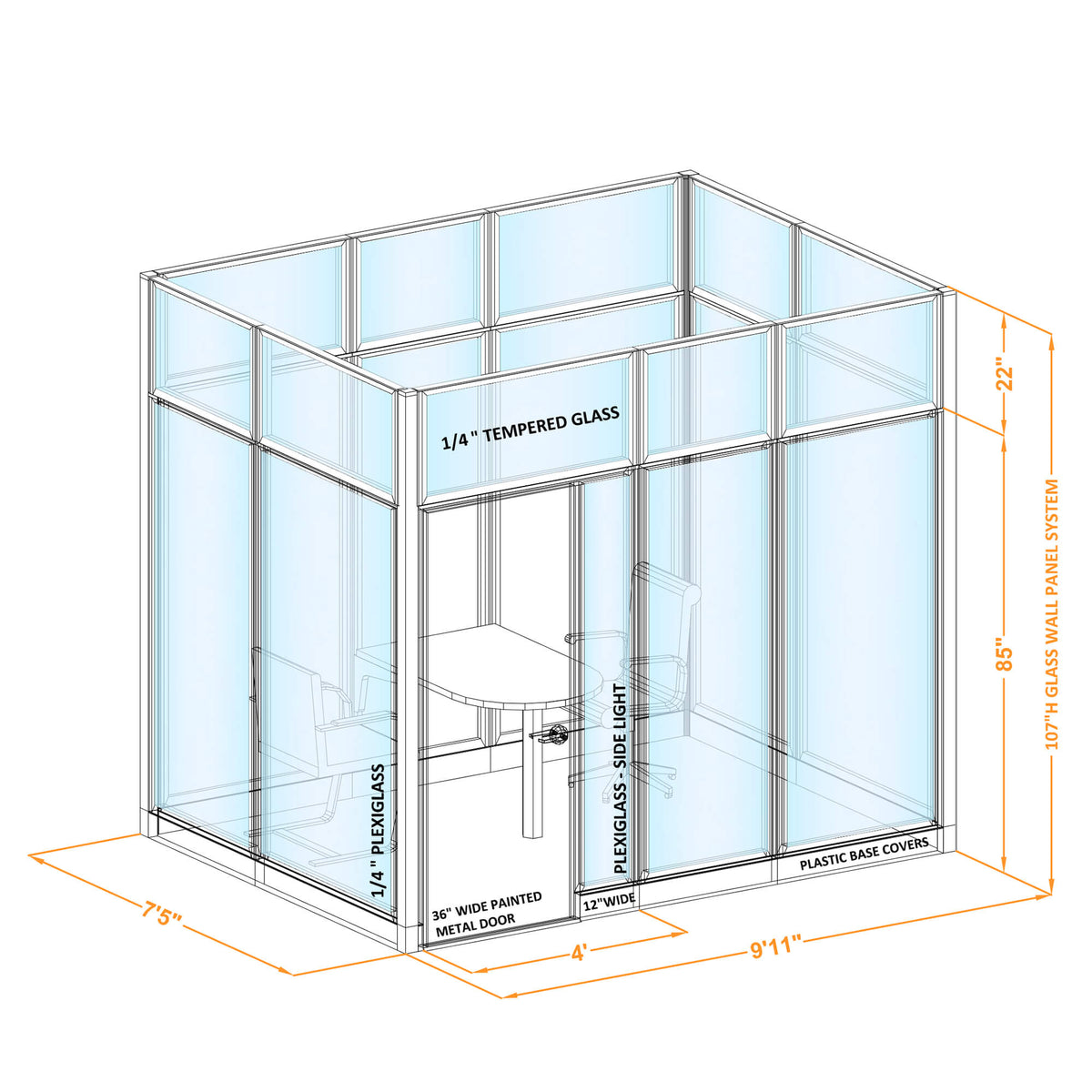 Modular Conference Room Partitions O-Shape 107H