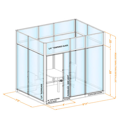 Modular Conference Room Partitions O-Shape 107H