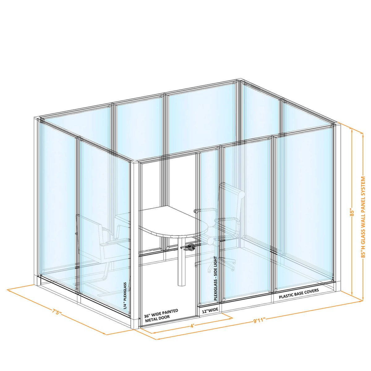 Modular Conference Room Partitions O-Shape 85H