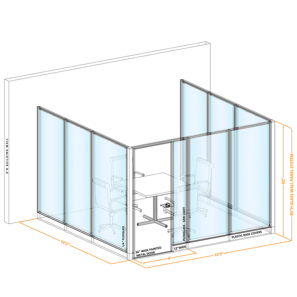 Modular Conference Room Partitions U-Shape 85H
