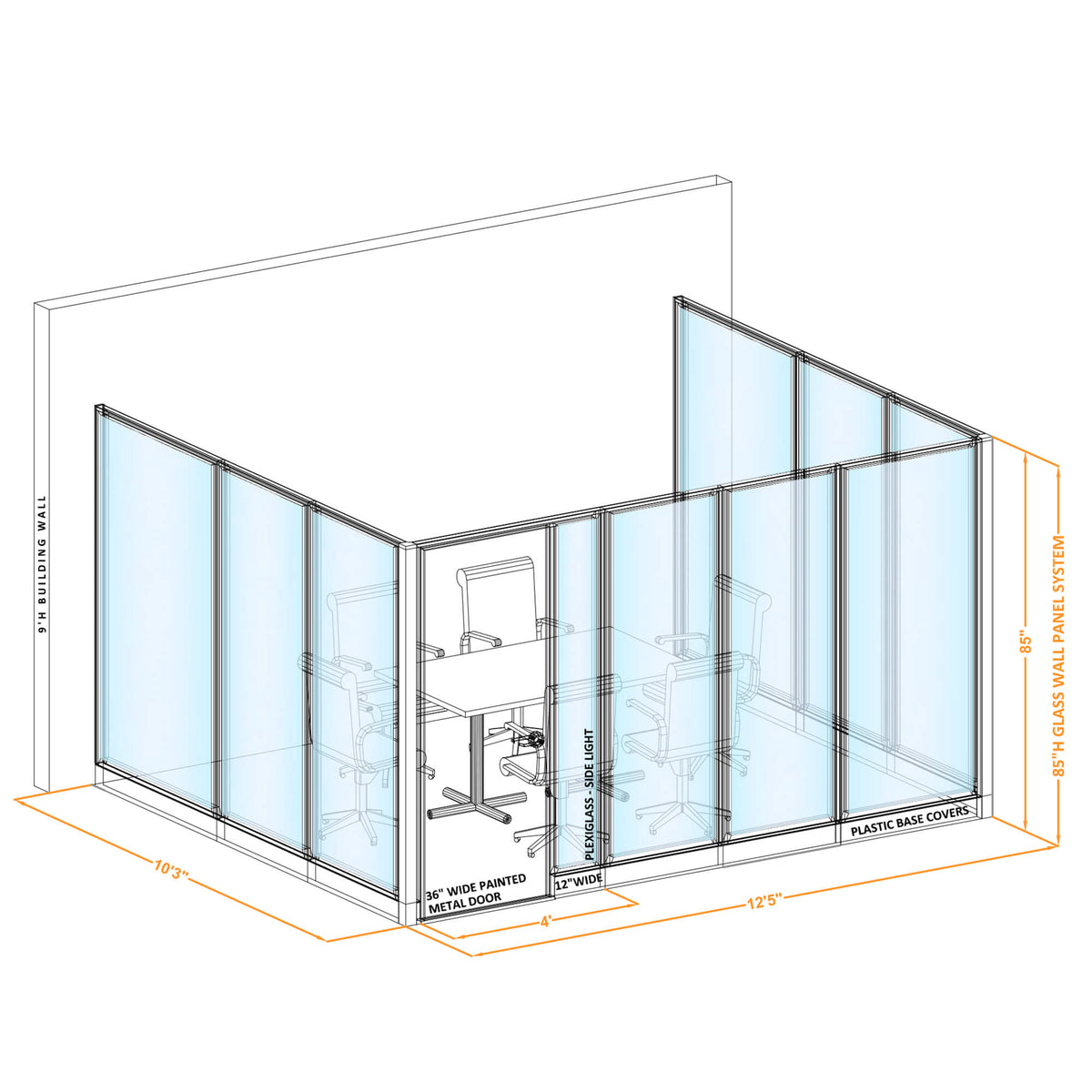 Modular Conference Room Partitions U-Shape 85H