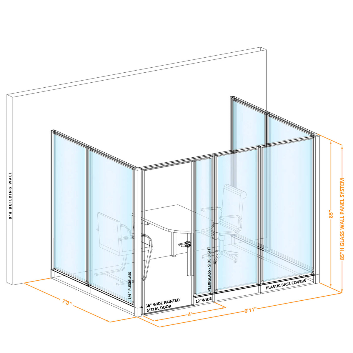 Modular Conference Room Partitions U-Shape 85H