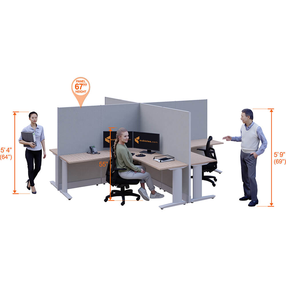 Cubicle Desks 4-Pack X-Shape Powered