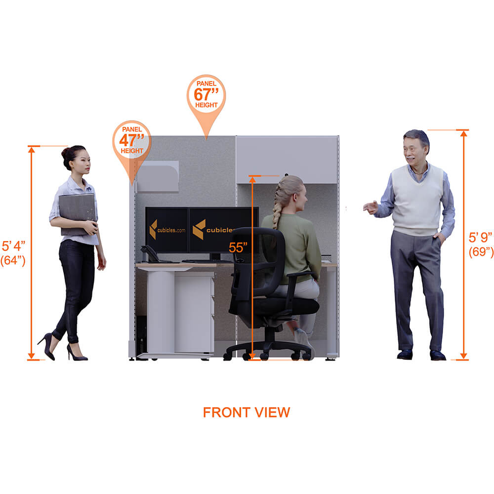 Cubicle Desks With Storage L-Shaped 3-Pack Non-Powered