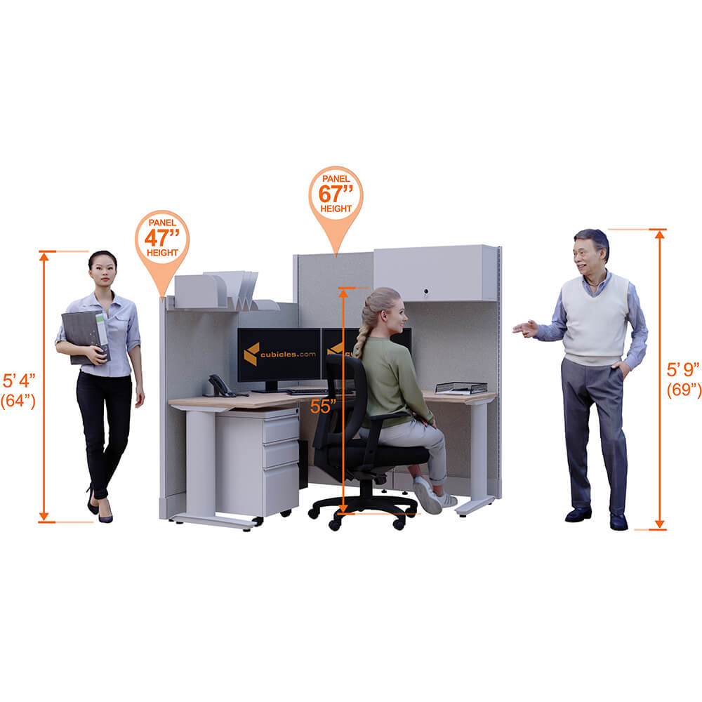 Cubicle Desks With Storage L-Shaped 3-Pack Non-Powered