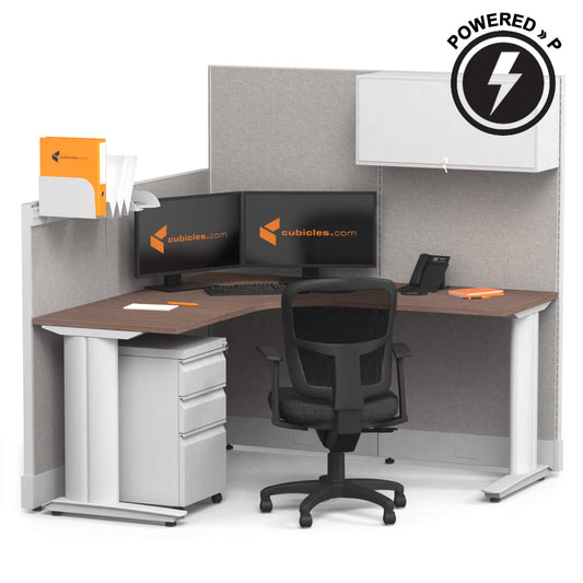 Cubicle Desks With Storage L-Shaped Powered