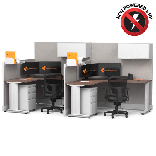 Cubicle Desks With Storage L-Shaped 2-Pack Non-Powered