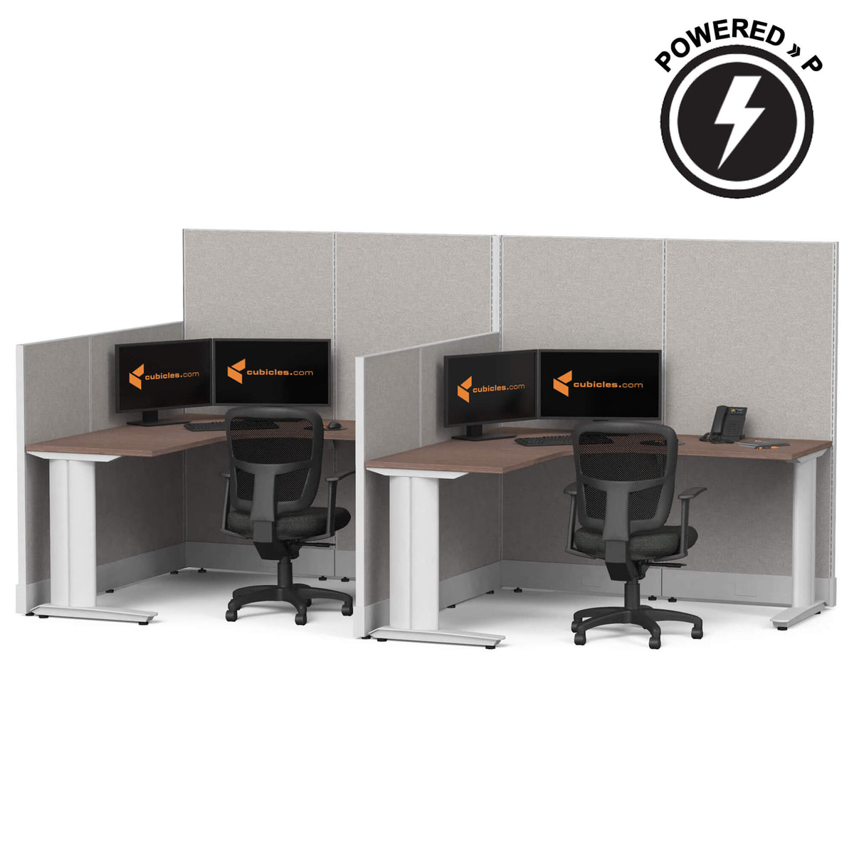 Cubicle Desks L-Shaped 2-Pack Powered