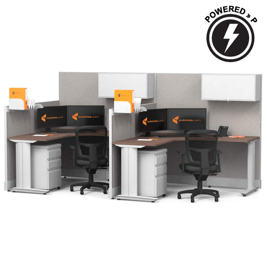 Cubicle Desks With Storage L-Shaped 2-Pack Powered