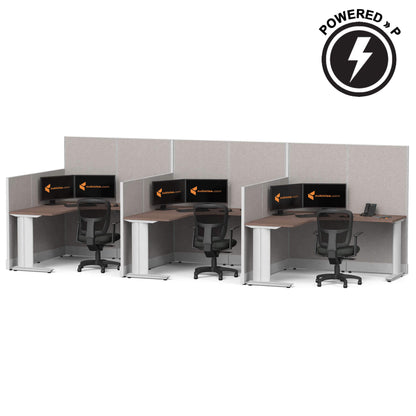 Cubicle-Desks L-Shaped 3-Pack Powered