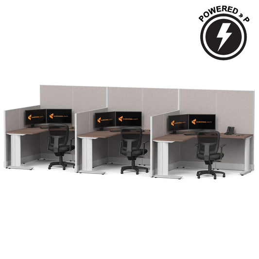 Cubicle-Desks L-Shaped 3-Pack Powered