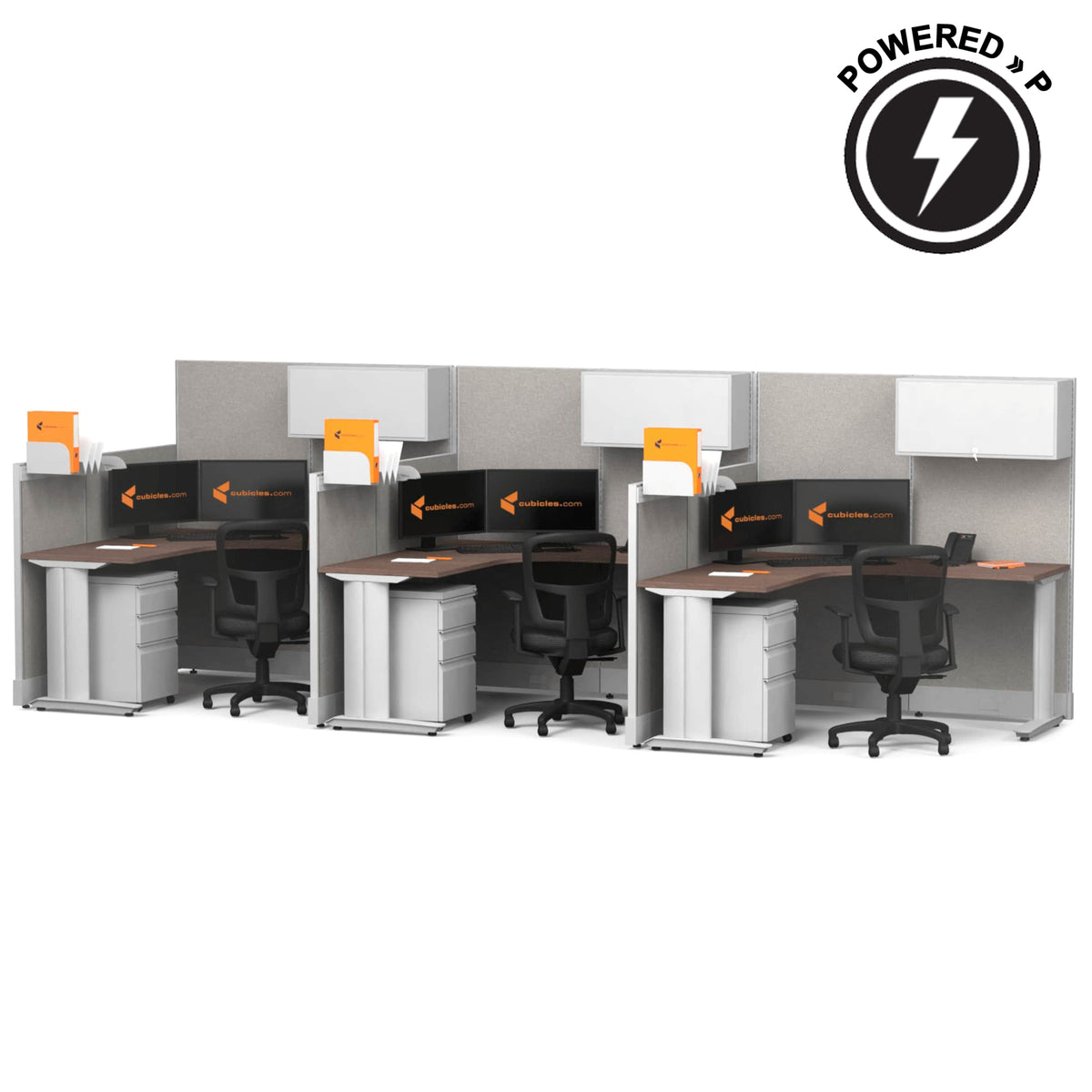 Cubicle Desks With Storage L-Shaped 3-Pack Powered