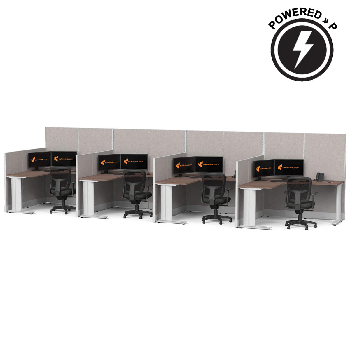 Cubicle Desks L-Shaped 4-Pack Powered