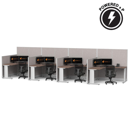 Cubicle Desks L-Shaped 4-Pack Powered