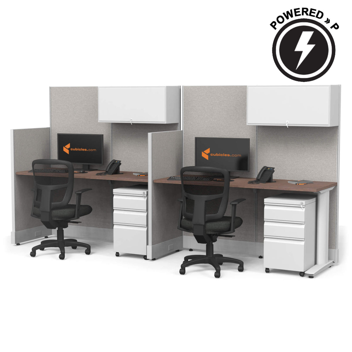 Cubcle Desks With Storage Straight 2-Pack Powered