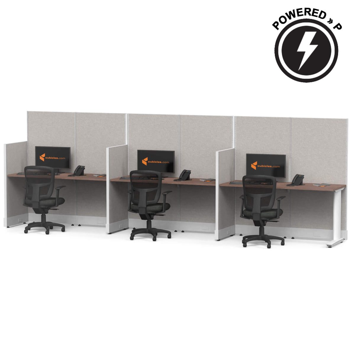 Cubicles Desks Straight 3-Pack Powered